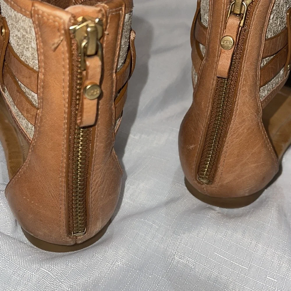 Gentle Used UGG ankle sandal size 8.5 zipper in back. Some wear on right toe. - Picture 5 of 7